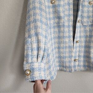 Zara Houndstooth Textured shirt Jacket tweed
